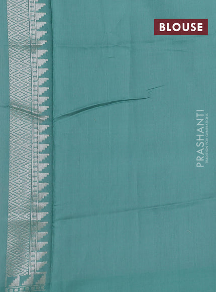 Kora jamdhani silk saree pastel pink and treal green with allover jamdhani weaves and zari woven border
