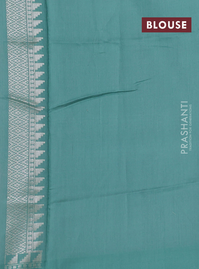 Kora jamdhani silk saree pastel pink and treal green with allover jamdhani weaves and zari woven border