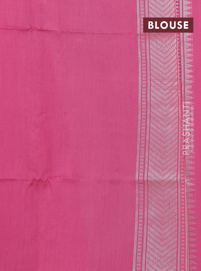 Kora jamdhani silk saree baby pink and peach pink with allover jamdhani weaves and zari woven border