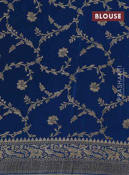 Banarasi crepe saree orange and peacock blue with thread & zari woven buttas and woven border