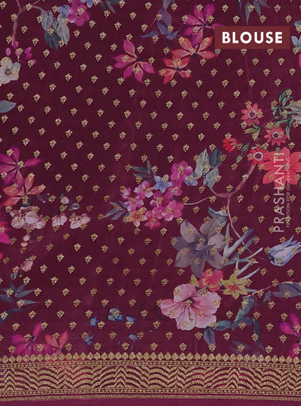 Banarasi crepe saree multi colour and wine shade with allover thread & zari geometric weaves and woven border