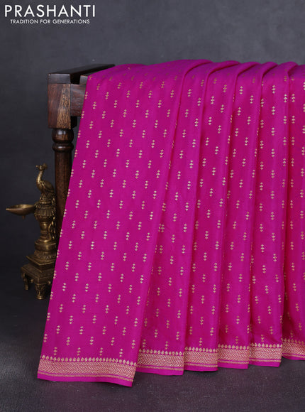 Banarasi crepe saree pink with allover thread & zari geometric weaves and woven border