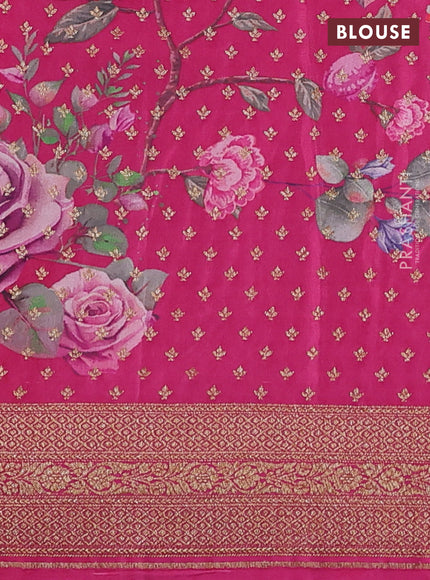 Banarasi crepe saree pastel brown and pink with allover thread & zari zig zag weaves and woven border
