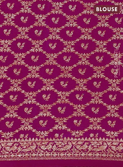 Banarasi crepe saree magenta pink with allover thread & zari woven buttas and woven border