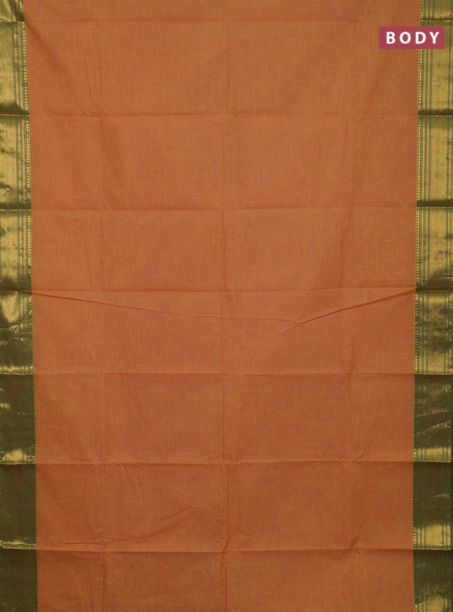 Chettinad cotton saree mustard yellow and lime green with allover small checked pattern and zari woven border