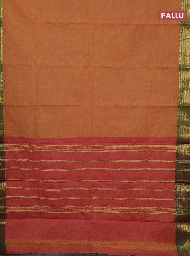 Chettinad cotton saree mustard yellow and lime green with allover small checked pattern and zari woven border