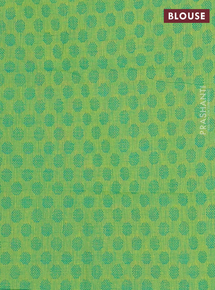 Chettinad cotton saree dual shade of maroon and green with plain body and zari woven border