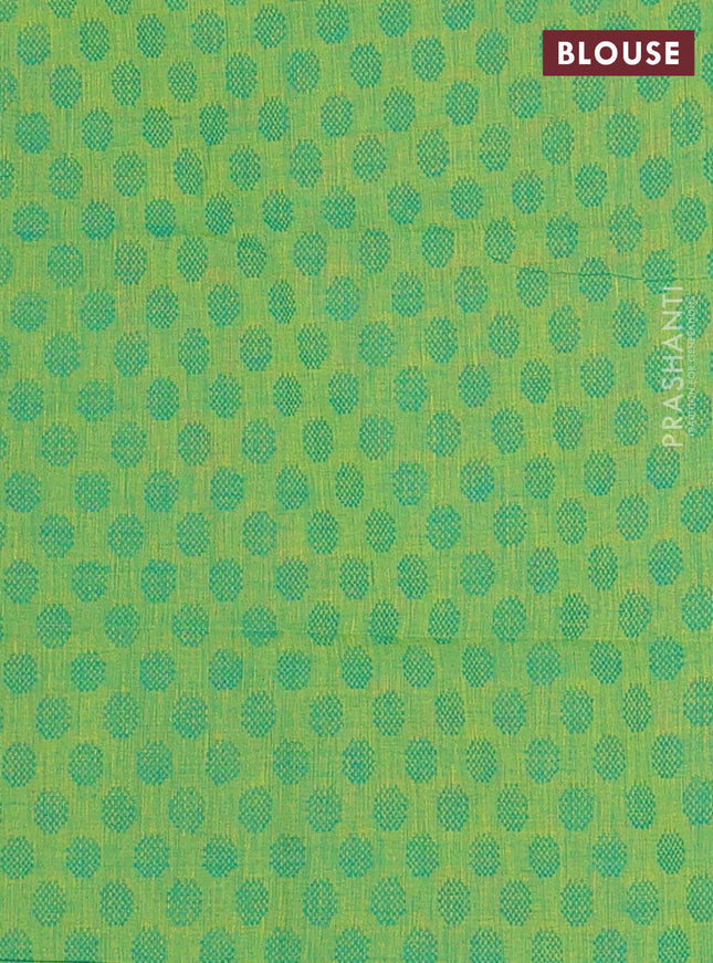 Chettinad cotton saree dual shade of maroon and green with plain body and zari woven border