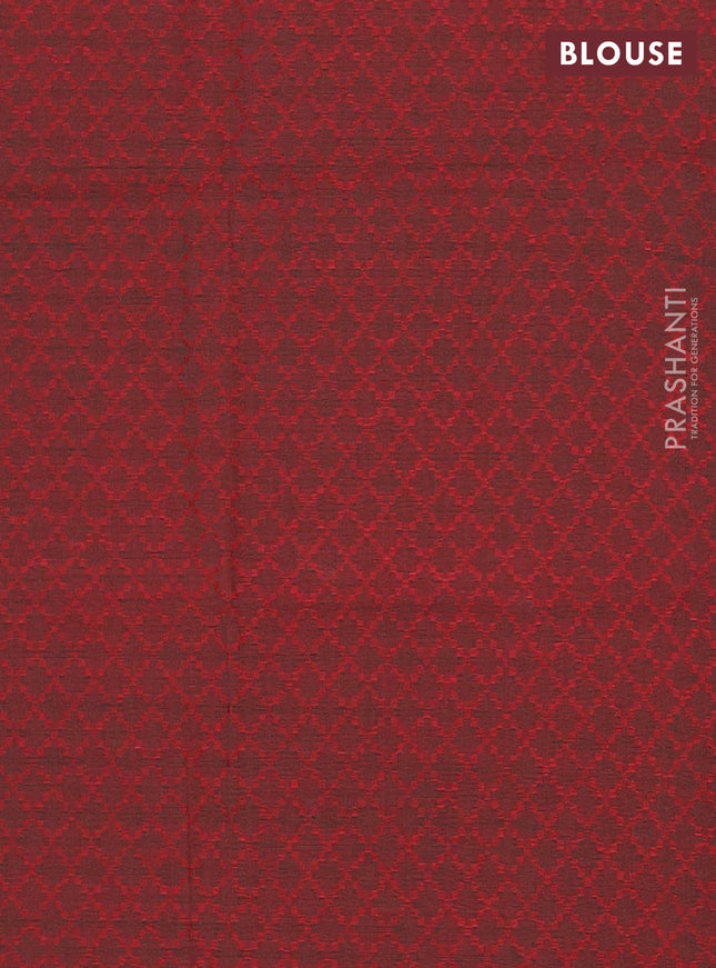 Chettinad cotton saree teal green and maroon with thread woven buttas and zari woven border
