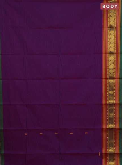 Chettinad cotton saree purple and green with thread woven buttas and thread & zari woven border