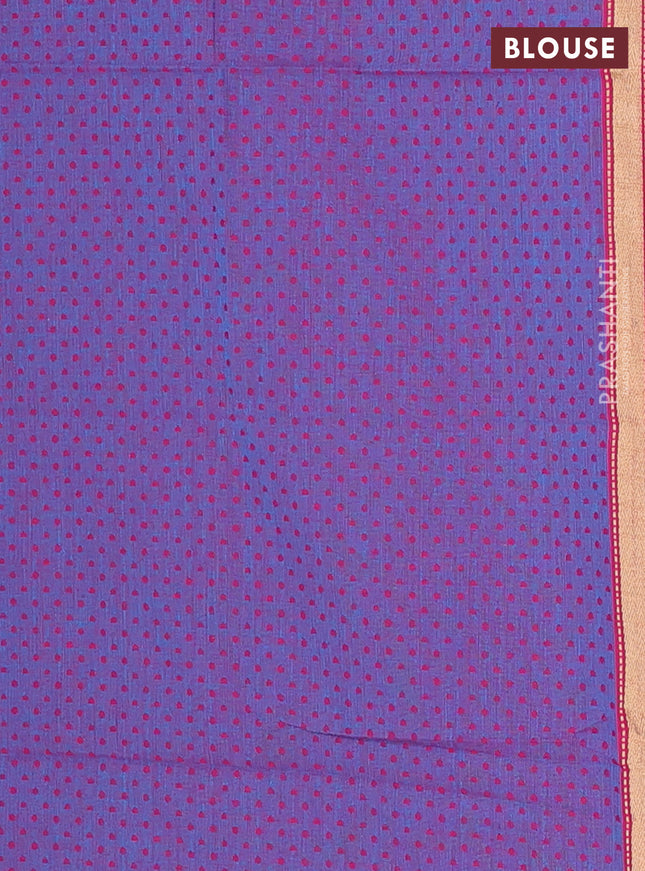 Chettinad cotton saree dual shade of greenish blue and purple with allover thread stripes pattern and zari woven simple border