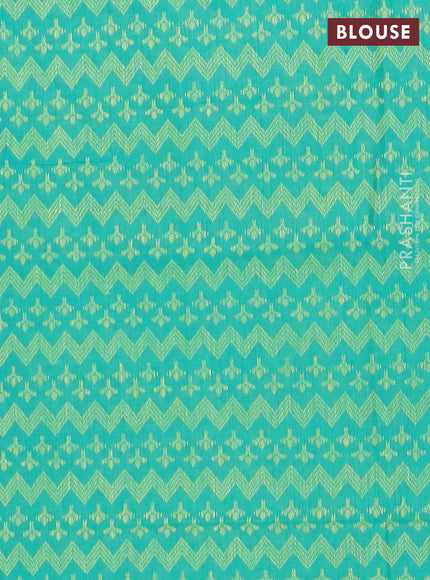 Chettinad cotton saree purple and teal green with thread woven buttas and zari woven border