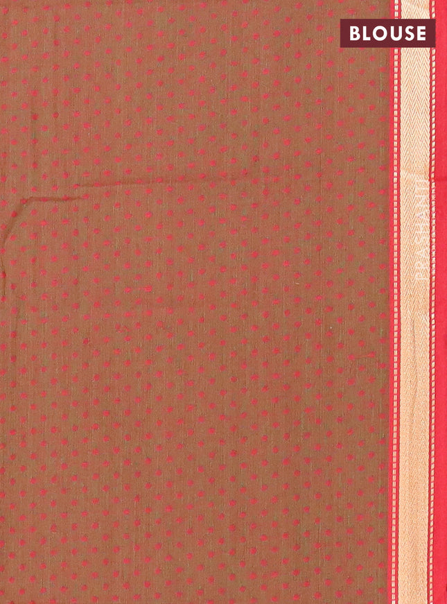 Chettinad cotton saree mustard yellow and green with allover checked pattern and thread woven border