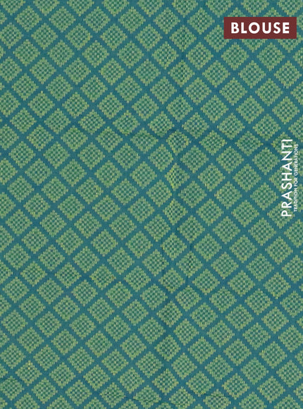 Chettinad cotton saree grey and teal green with thread woven buttas and zari woven border