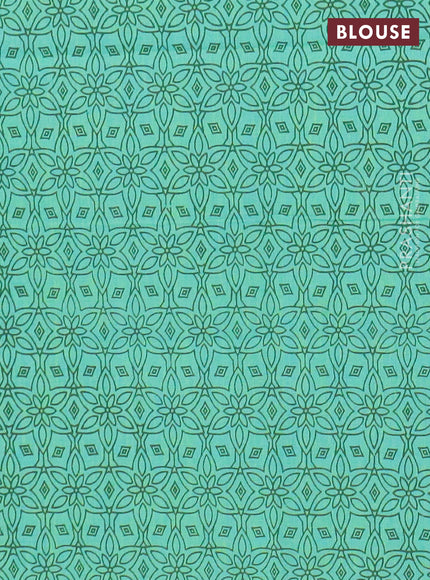 Chettinad cotton saree peacock green and teal green with thread woven buttas and temple zari woven border