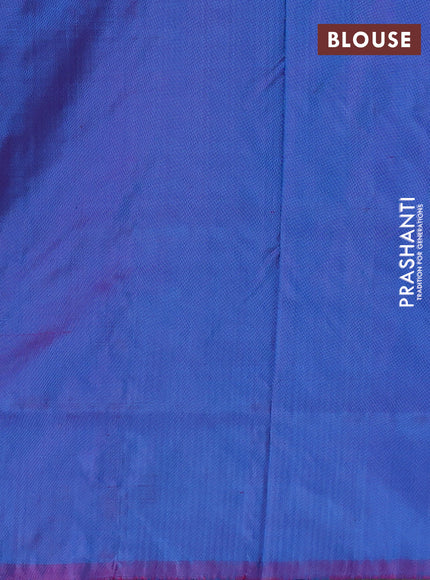 Pochampally silk saree dual shade of bluish pink with allover ikat butta weaves and long ikat woven simple border