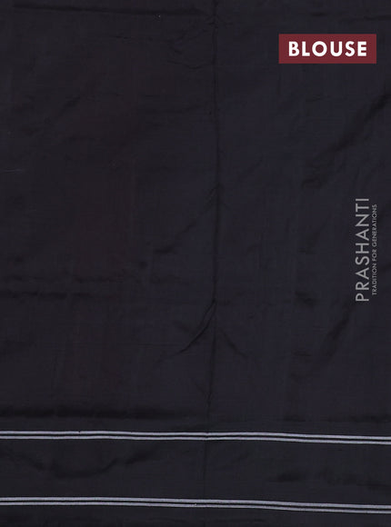Pochampally silk saree pink and black with allover ikat butta weaves and long ikat woven rettapet border