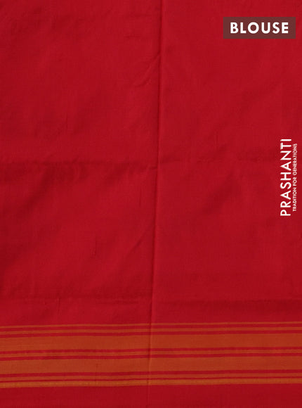 Pochampally silk saree red shade and red with allover ikat weaves and ikat woven border