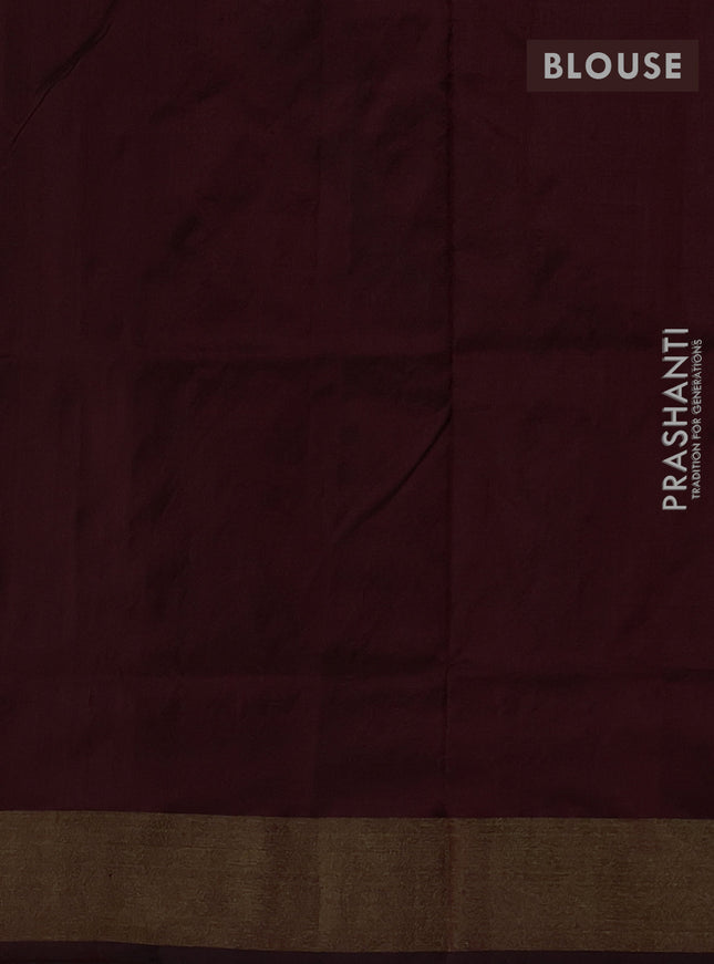 Pochampally silk saree coffee brown and grey with allover zig zag ikat weaves and long ikat woven zari border