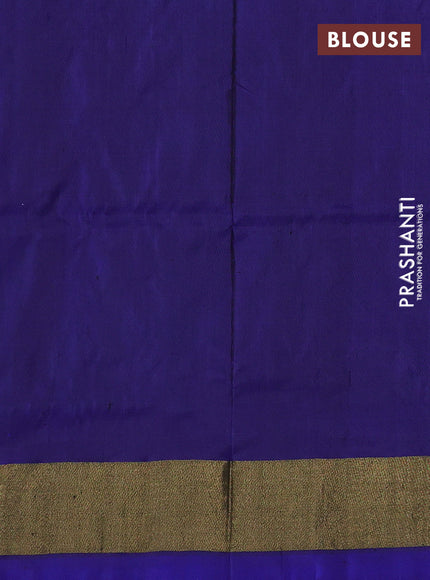 Pochampally silk saree off white grey and blue with allover ikat weaves and zari woven border