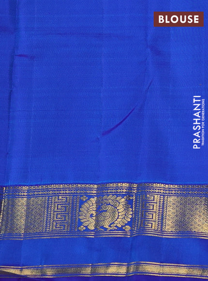 Pure kanchipuram silk saree teal blue shade and blue with zari woven buttas and rettapet zari woven border