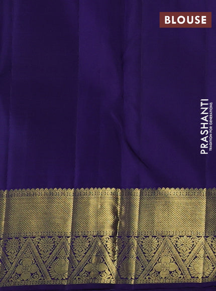 Pure kanchipuram silk saree teal blue shade and dark blue with zari woven buttas and rich zari woven border