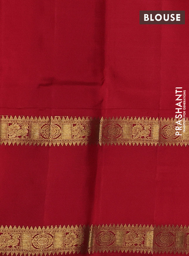 Pure kanchipuram silk saree mango yellow with annam & elephant zari woven buttas and ganga jamuna border