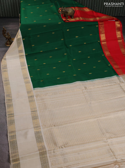 Pure kanchipuram silk saree green with zari woven buttas and ganga jamuna border