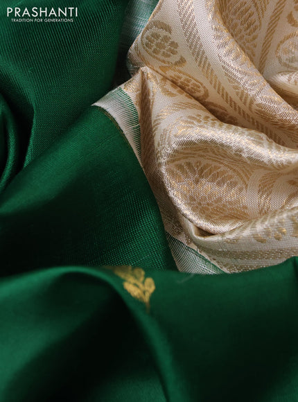 Pure kanchipuram silk saree green with zari woven buttas and ganga jamuna border