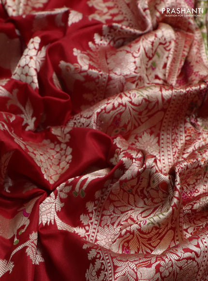 Banarasi uppada silk saree red with allover zari woven pichwai weaves and zari woven border