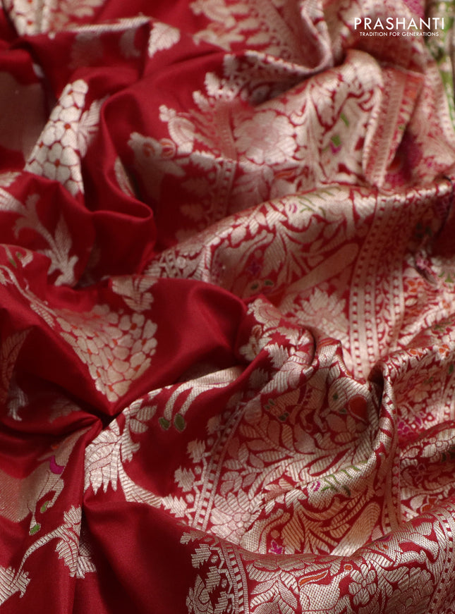 Banarasi uppada silk saree red with allover zari woven pichwai weaves and zari woven border