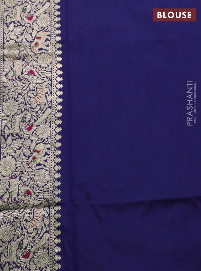 Banarasi uppada silk saree navy blue with allover zari woven pichwai weaves and zari woven border