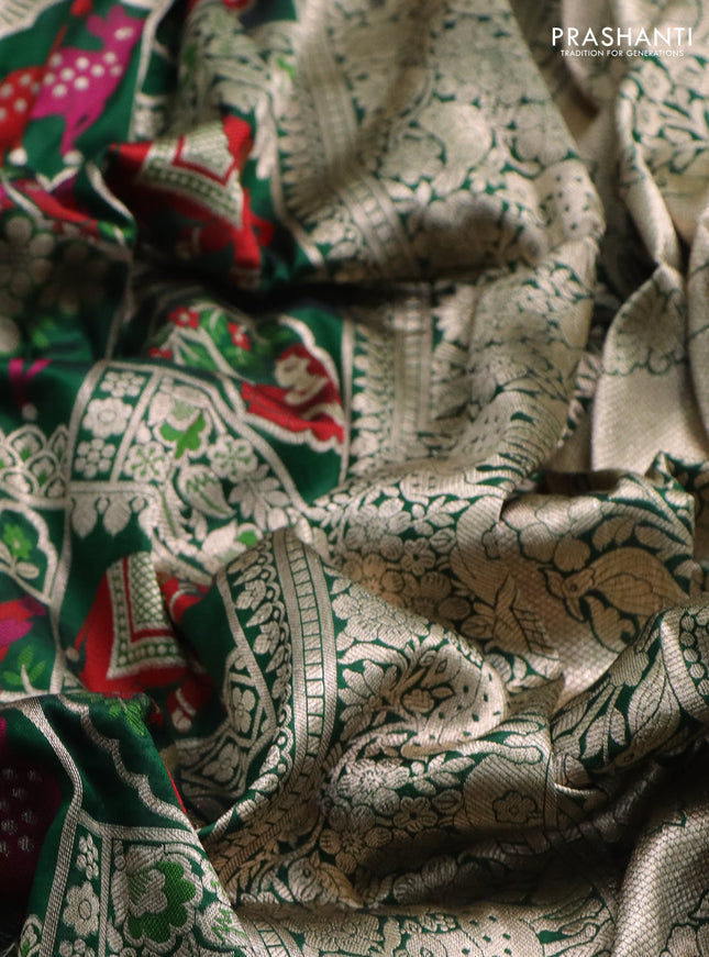 Banarasi uppada silk saree green with allover thread & zari weaves and zari woven border