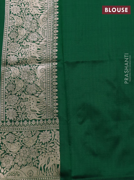 Banarasi uppada silk saree green with allover thread & zari weaves and zari woven border
