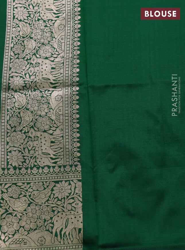 Banarasi uppada silk saree green with allover thread & zari weaves and zari woven border