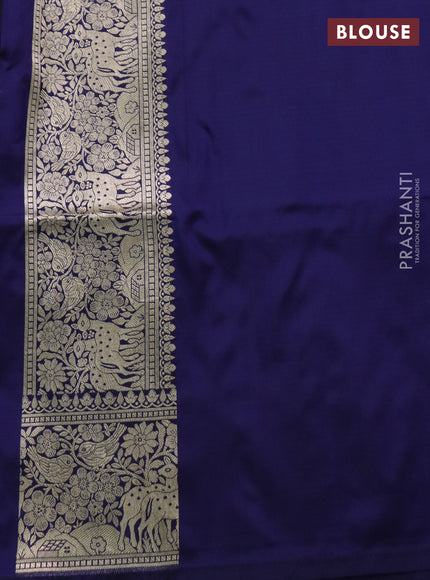 Banarasi uppada silk saree navy blue with allover thread & zari weaves and zari woven border