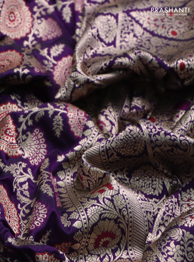 Banarasi uppada silk saree purple with allover zari woven brocade weaves and zari woven border
