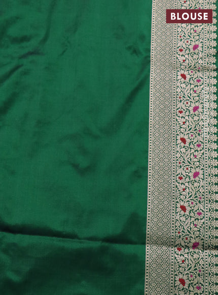 Banarasi uppada silk saree green with allover zari woven brocade weaves and zari woven border