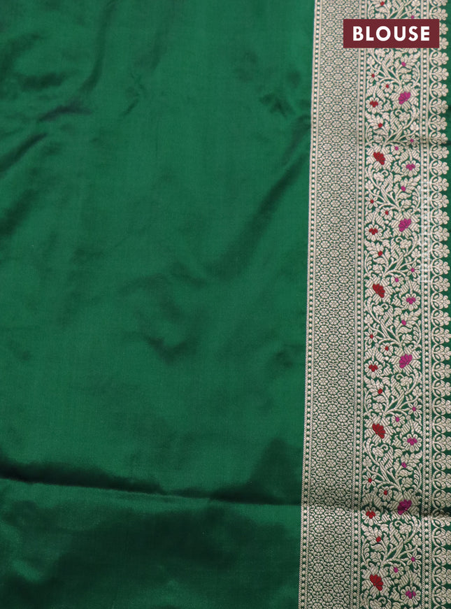 Banarasi uppada silk saree green with allover zari woven brocade weaves and zari woven border