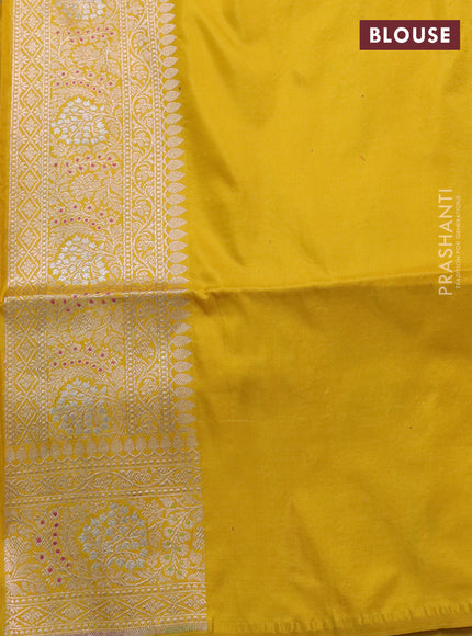 Banarasi uppada silk saree mustard yellow with allover zari woven brocade weaves and zari woven border