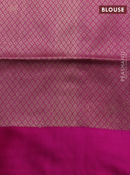 Banarasi uppada silk saree teal green and pink with zari weaves & buttas and zari woven border