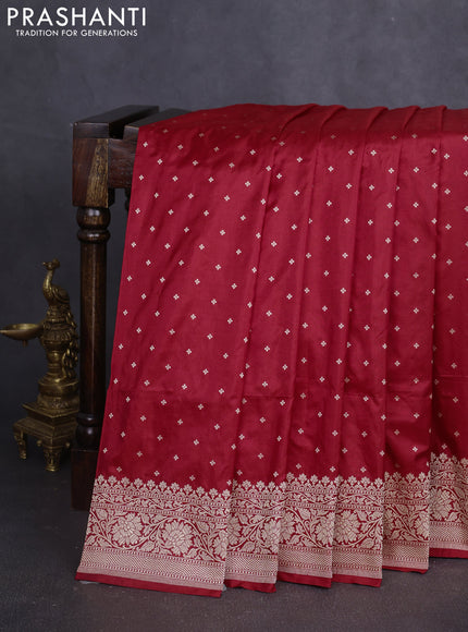 Banarasi uppada partly silk saree red with zari weaves & buttas and zari woven border