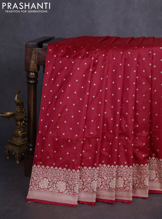 Banarasi uppada partly silk saree red with zari weaves & buttas and zari woven border