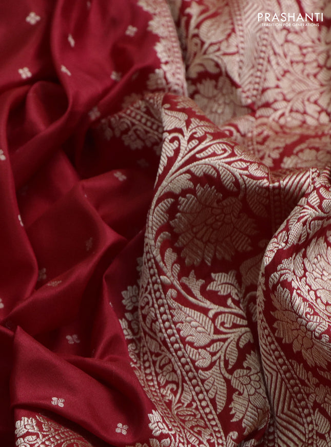 Banarasi uppada partly silk saree red with zari weaves & buttas and zari woven border