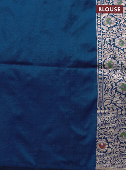 Banarasi uppada silk saree blue with allover zari woven brocade weaves and zari woven border