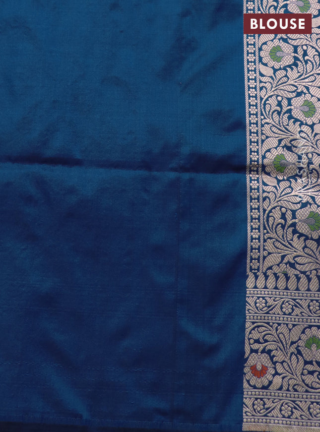 Banarasi uppada silk saree blue with allover zari woven brocade weaves and zari woven border