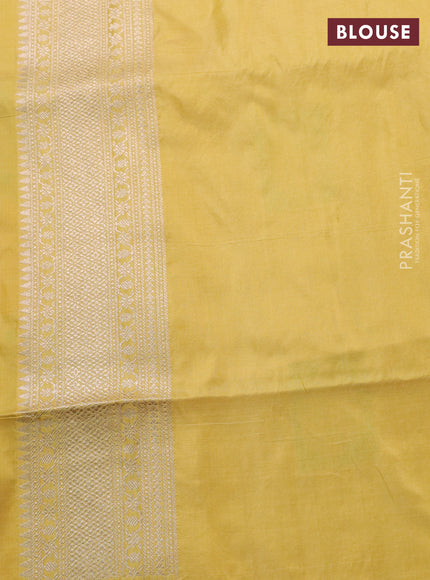 Banarasi uppada silk saree pale yellow with allover zari woven brocade weaves and zari woven border