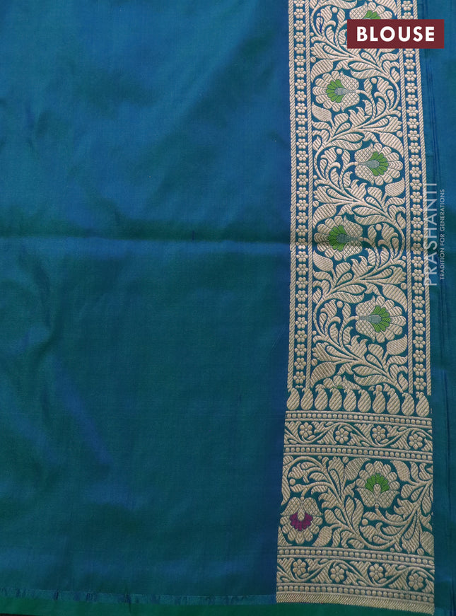 Banarasi uppada silk saree teal green with allover zari woven brocade weaves and zari woven border