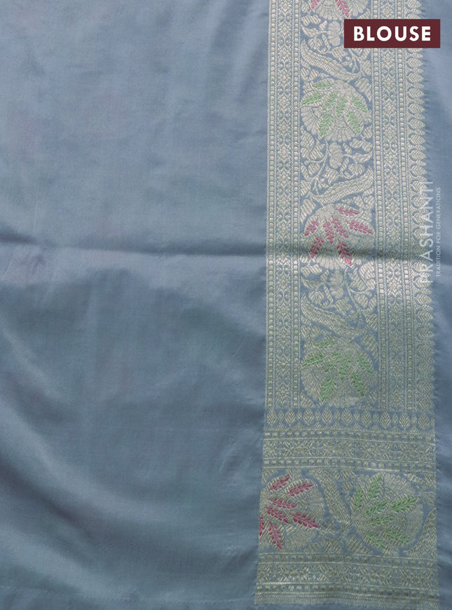 Banarasi uppada silk saree grey with allover zari woven brocade weaves and zari woven border