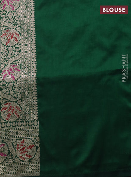 Banarasi uppada silk saree green with allover zari woven brocade weaves and zari woven border